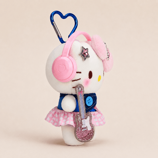 Music Kitty Plush Bag Charm with Pink Headphones