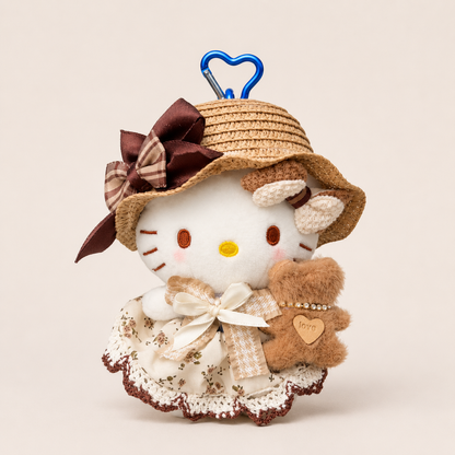Vintage Kitty Plush Bag Charm with Teddy Bea