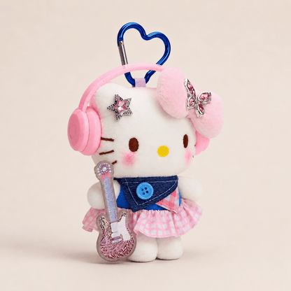 Music Kitty Plush Bag Charm with Pink Headphones