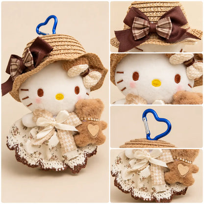 Vintage Kitty Plush Bag Charm with Teddy Bea