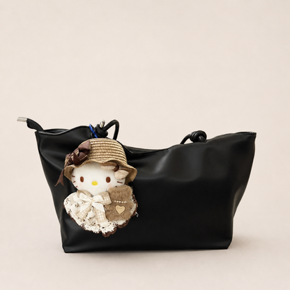 Vintage Kitty Plush Bag Charm with Teddy Bea
