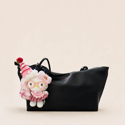 Cute Kitty Plush Bag Charm with Red Glasses